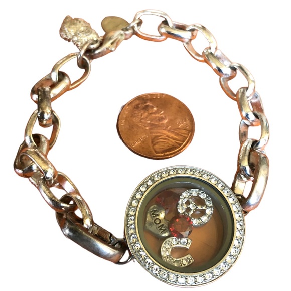 Origami Owl Silver Charm Bracelet with Rhinestones and Peace Sign - Picture 4 of 5